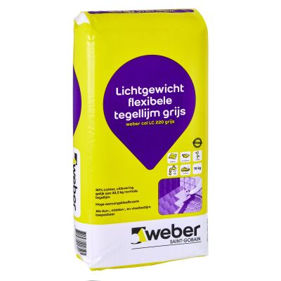 Weber.col lc 220 grijs 15kg (C2 TE S1) Ctl Light Lichtgewichtlijm